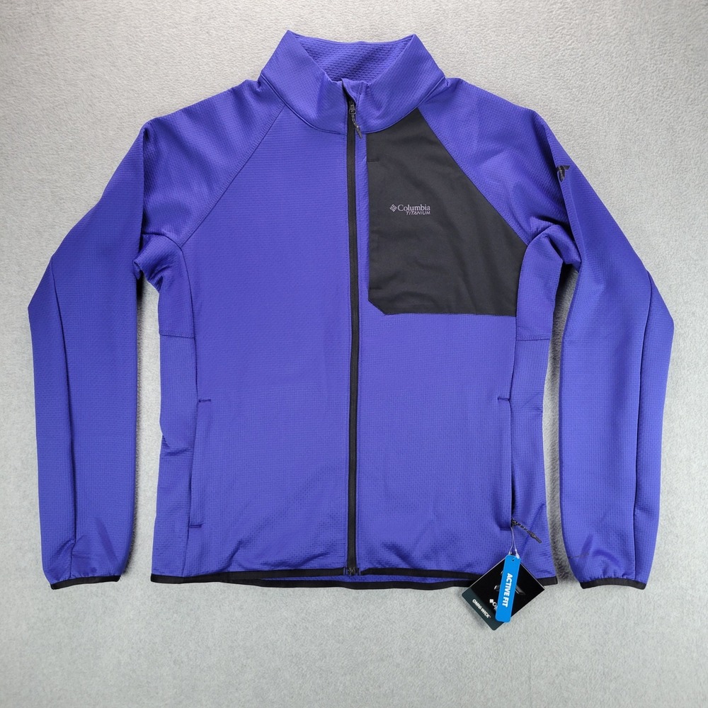 Columbia Titanium Triple Canyon Grid Fleece Blue Full Zip Jacket AK9835 Womens L